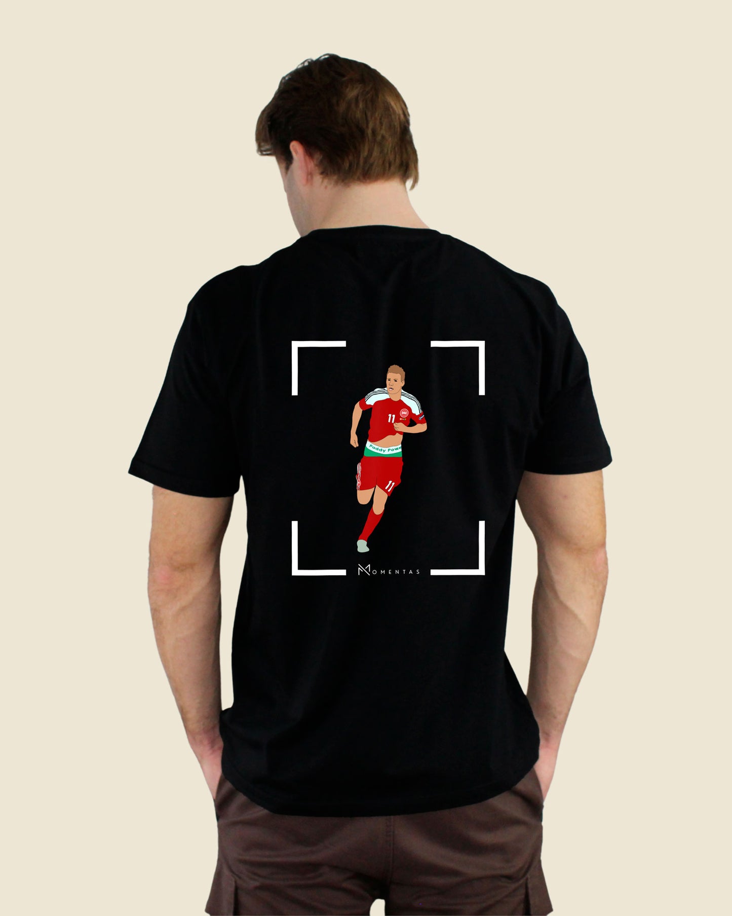 fodboldtrøje nicklas bendtner danmark sort t-shirt ryg model