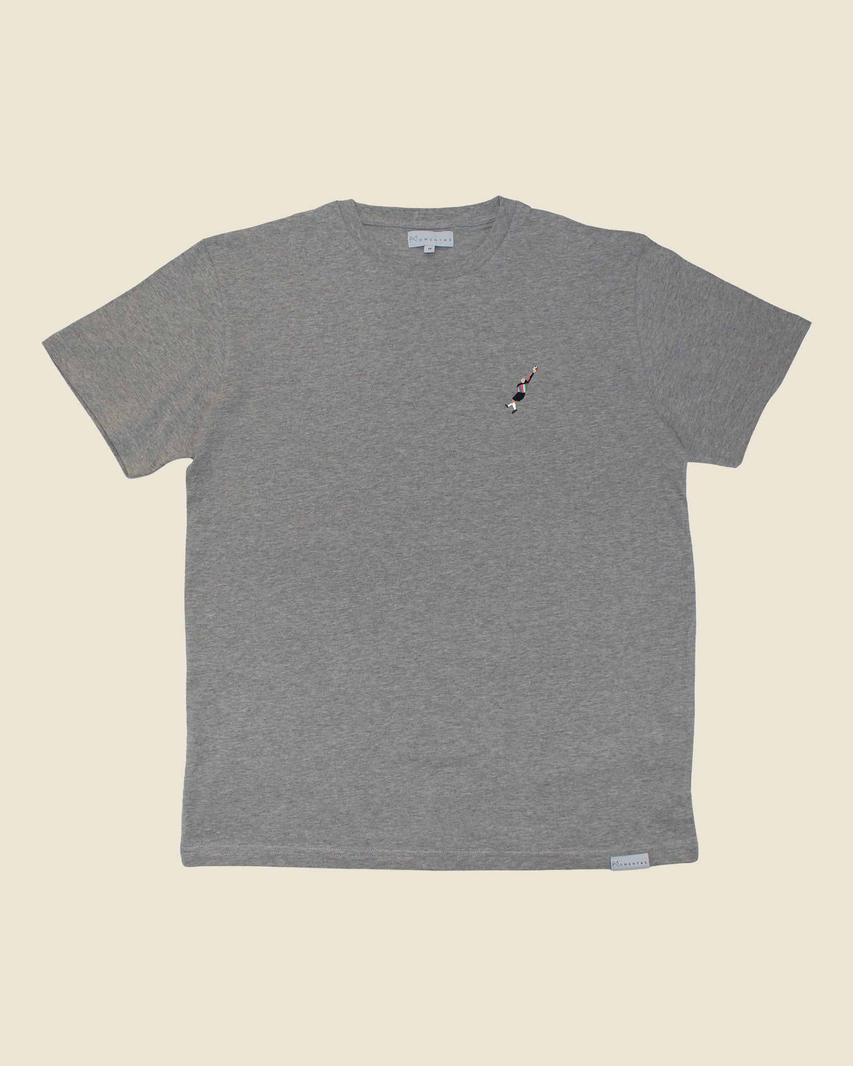 fodboldtrøje peter schmeichel danmark, grå t-shirt front