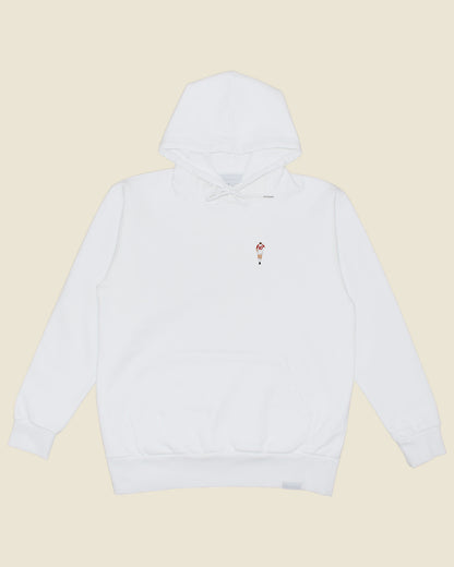 fodboldtrøje preben elkjær danmark, hvid hoodie front