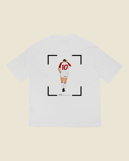 fodboldtrøje preben elkjær danmark, hvid oversized t-shirt ryg