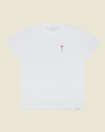 fodboldtrøje preben elkjær danmark, hvid t-shirt front