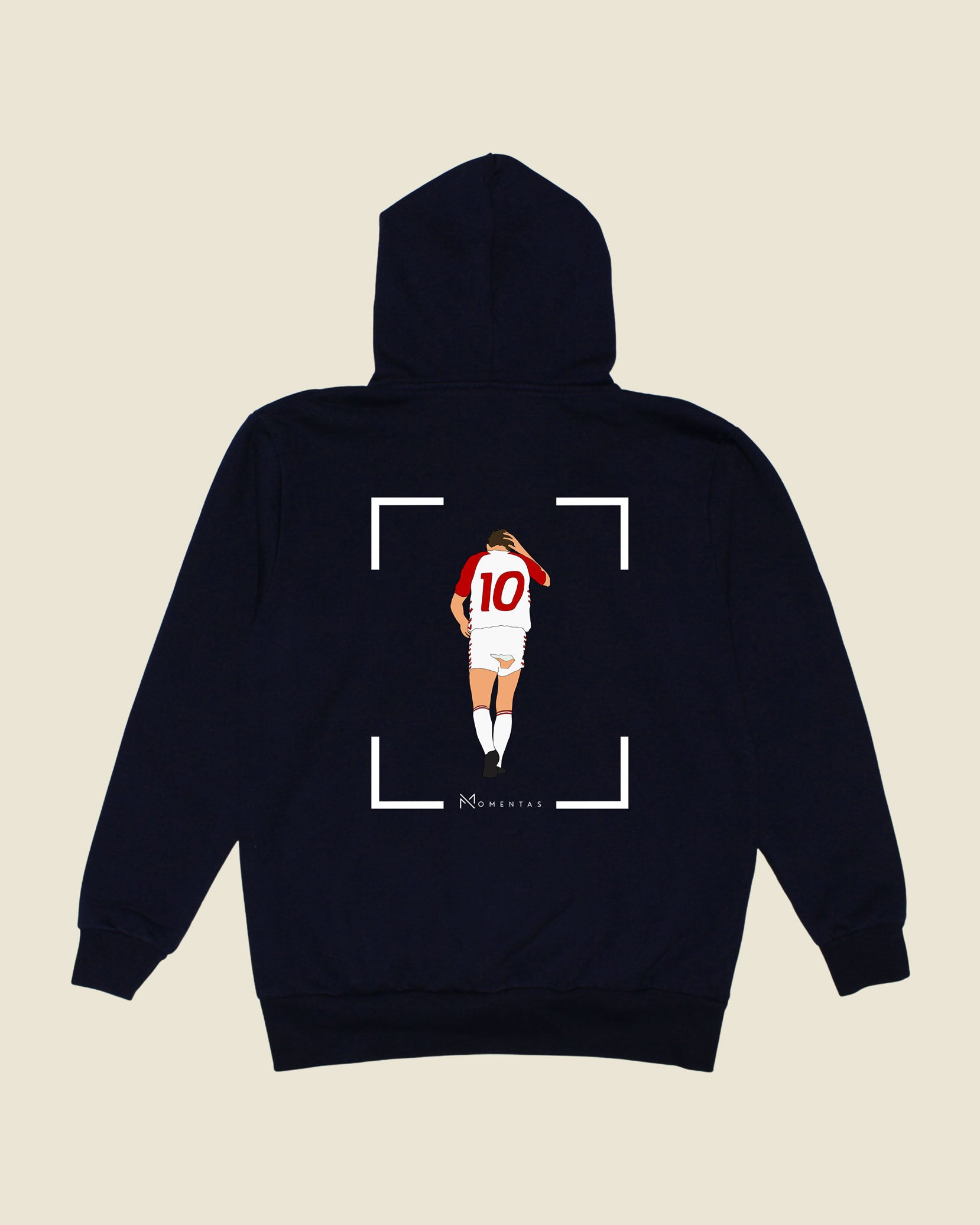 fodboldtrøje preben elkjær danmark, navyblå hoodie ryg