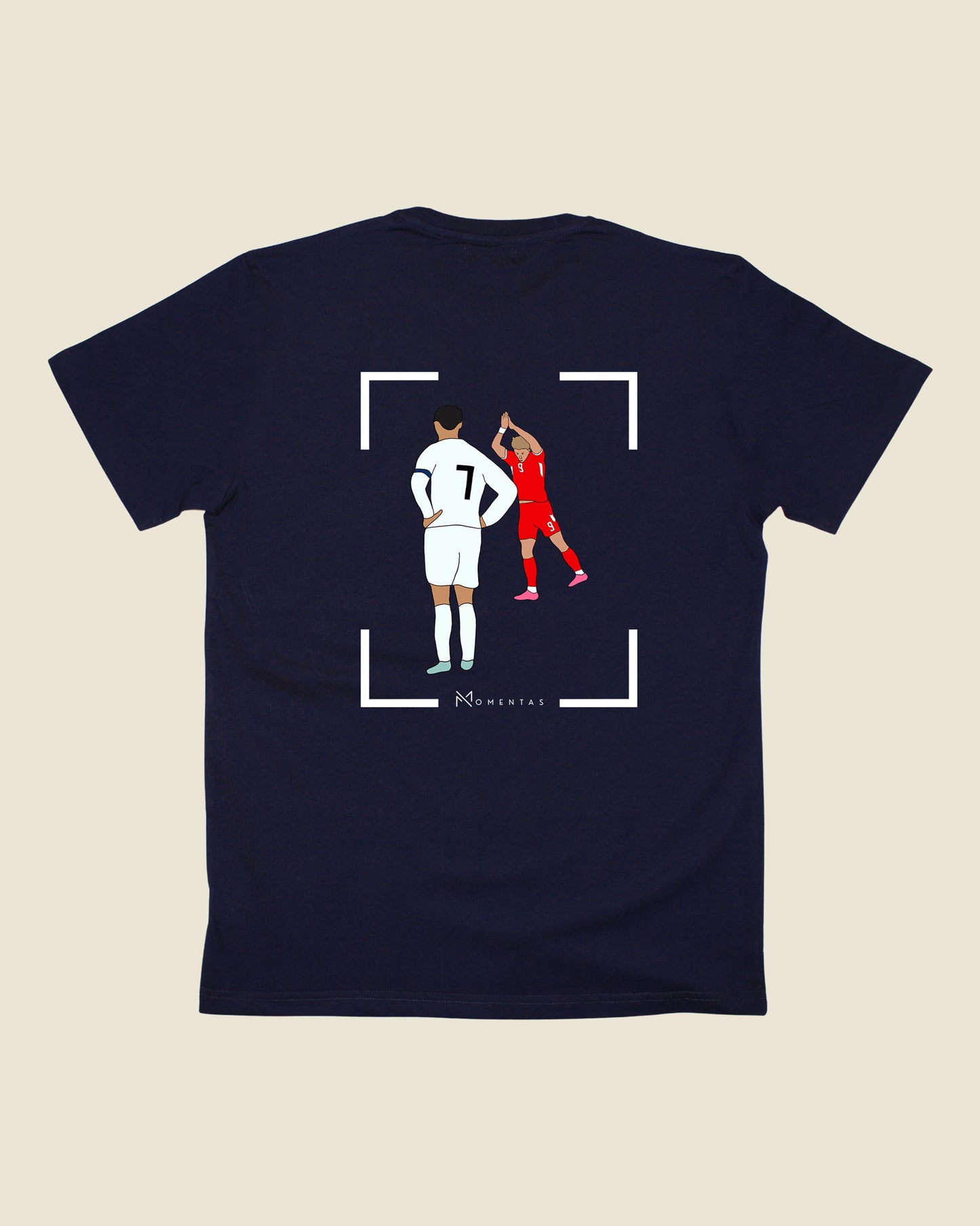 fodboldtrøje rasmus højlund danmark, navyblå t-shirt ryg