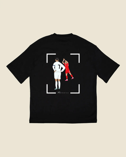 fodboldtrøje rasmus højlund danmark, sort oversized t-shirt ryg