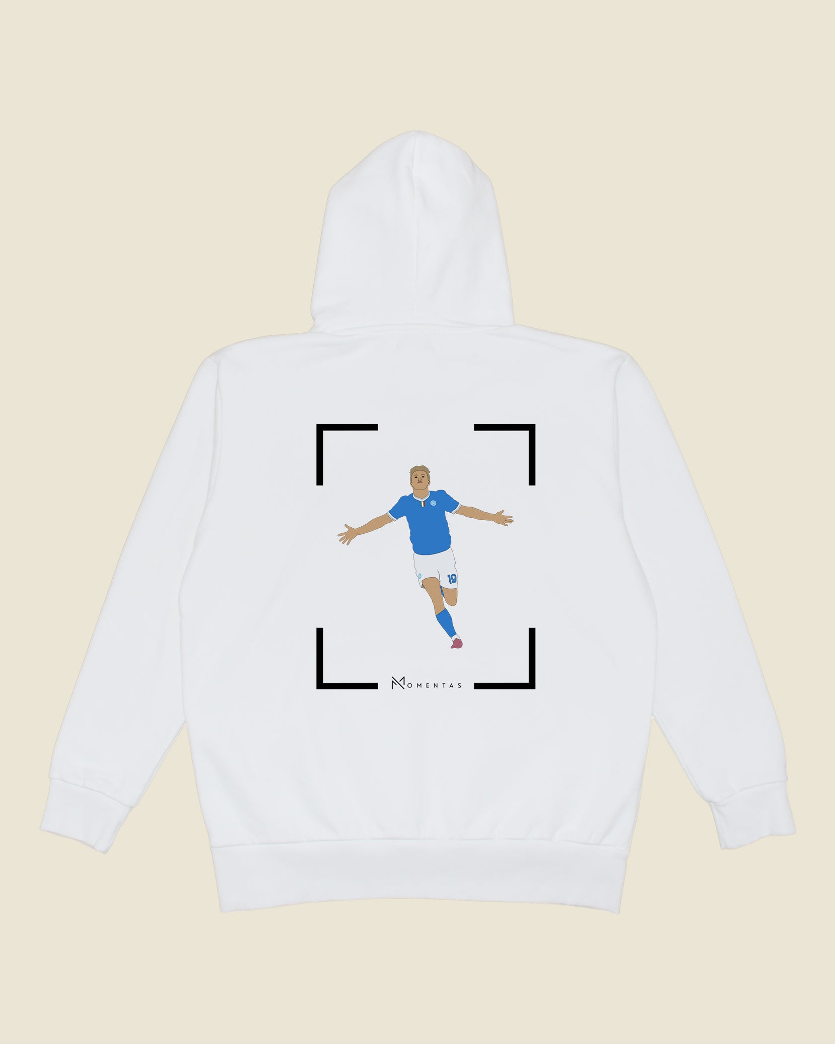 fodboldtrøje rasmus højlund napoli, hvid hoodie ryg