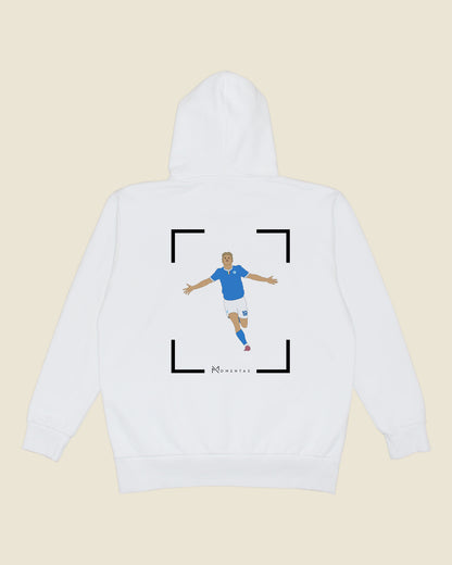 fodboldtrøje rasmus højlund napoli, hvid hoodie ryg