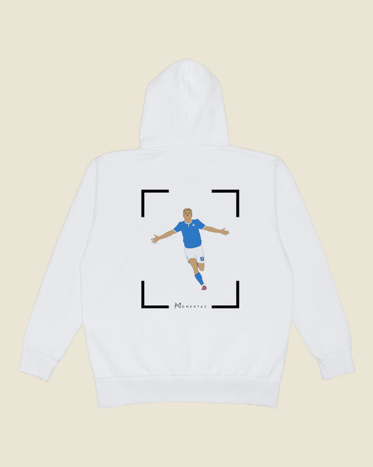 fodboldtrøje rasmus højlund napoli, hvid hoodie ryg