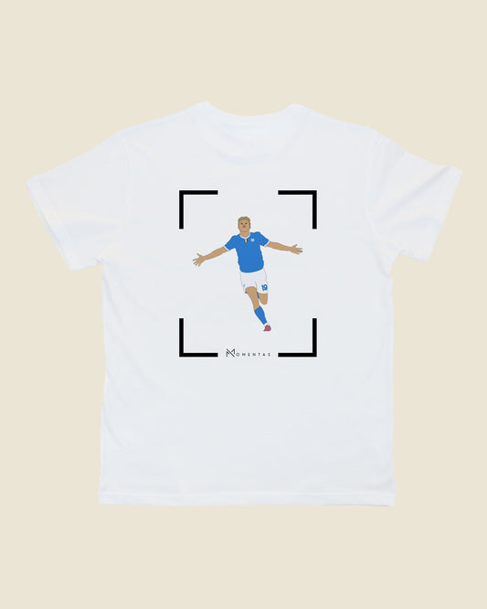 fodboldtrøje rasmus højlund napoli, hvid t-shirt ryg