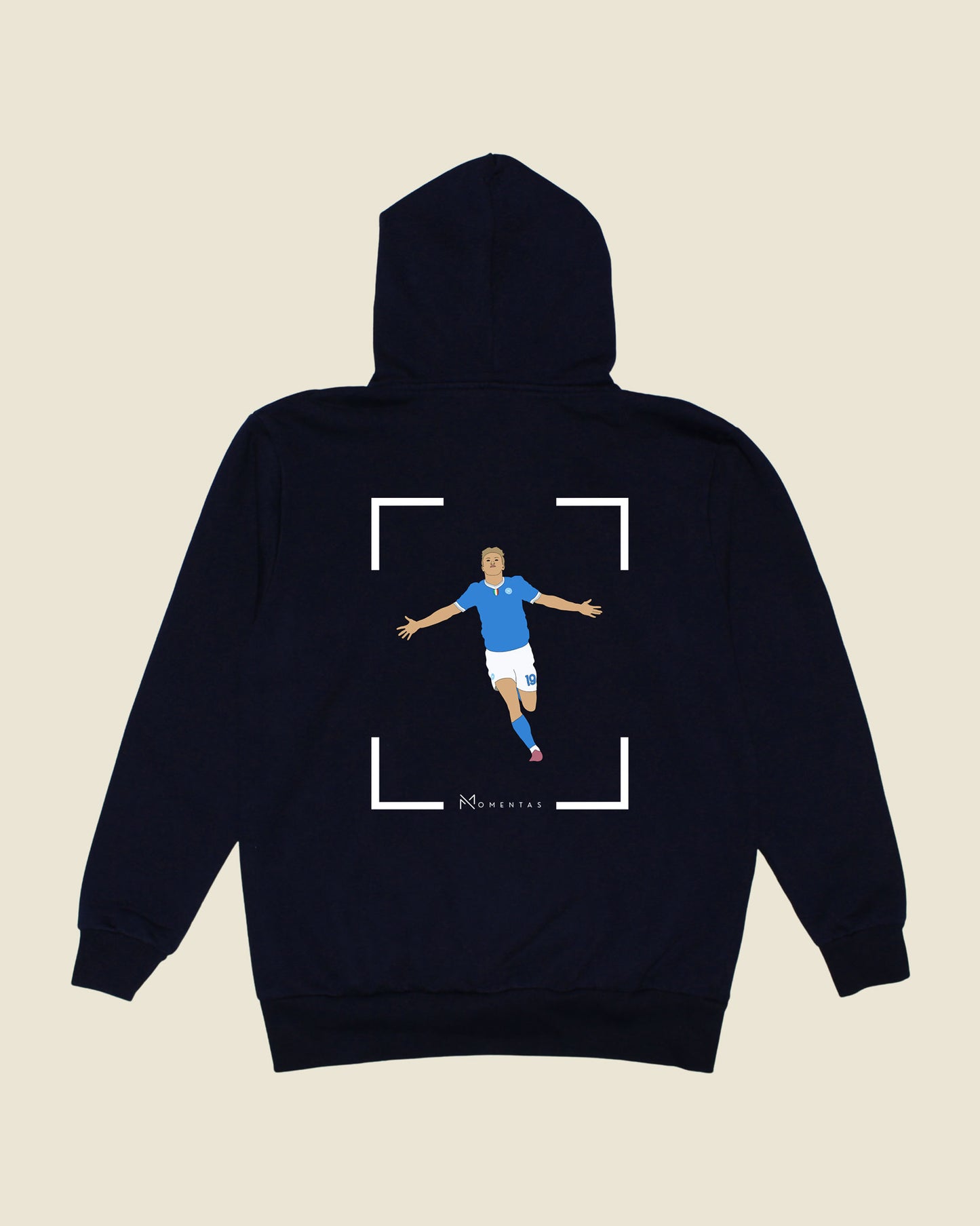 fodboldtrøje rasmus højlund napoli, navyblå hoodie ryg