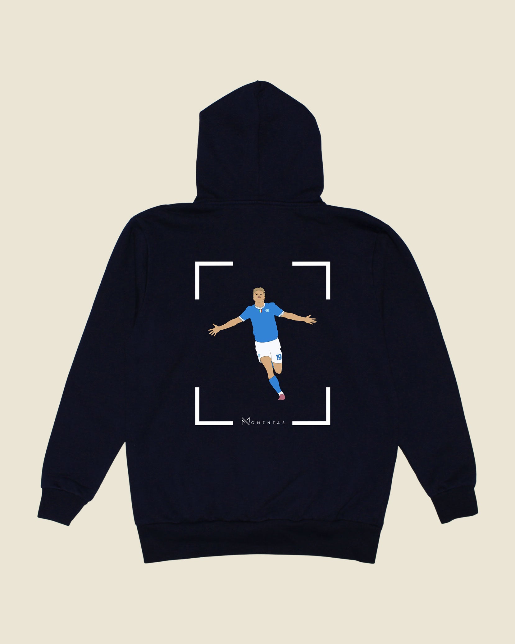 fodboldtrøje rasmus højlund napoli, navyblå hoodie ryg