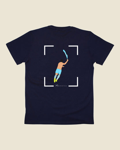 fodboldtrøje sergio agüero manchester city, navyblå t-shirt ryg