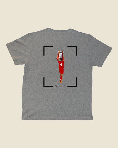 fodboldtrøje virgil van dijk liverpool, grå t-shirt ryg