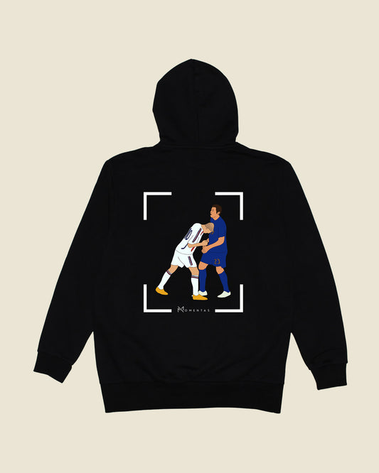 fodboldtrøje zinedine zidane frankrig, sort hoodie ryg